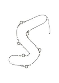Steuer Modeschmuck Kette Metallkette rhodiumfarben mit Ringzierde und Stra&szlig;