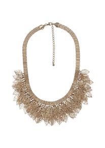 Steuer Modeschmuck Collierkette Metall Metallcollier mit vielen Bl&auml;ttern goldfarben
