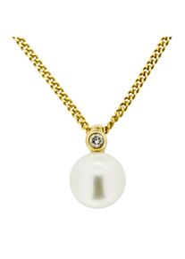 OROLINO Halskette 585 Gold mit Brillant 0,03ct. + Perle wei&szlig; 7-7,5mm