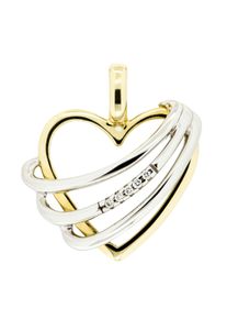 OROLINO Anh&auml;nger 585 Gold zweifarbig Herz mit 5x Brillant 0,025ct.