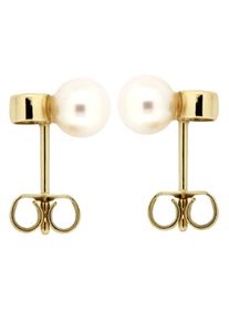 OROLINO Ohrringe 585 Gold 2x Brillant 0,03ct. und Perle wei&szlig; 6,5-7mm