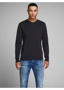 Jack & Jones Basic V-Ausschnitt aus Strick - Schwarz