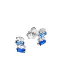 ZEEme Silber Ohrringe Silber 925 rhodiniert mit Zirkonia blau und wei&szlig;