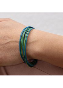 ZEEme Stainless Steel Armband Leder 9-reihig t&uuml;rkis mit Magnetverschlu&szlig; aus Stahl 19cm lang