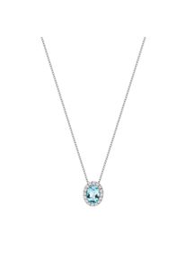 ZEEme Gemstones Halskette Wei&szlig;gold 375 mit echtem Blautopas (beh.) und Zirkonia-Steinen 42cm lang