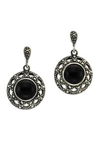 ZEEme Gemstones Ohrringe Silber 925 oxydiert mit schwarzem Achat 8mm