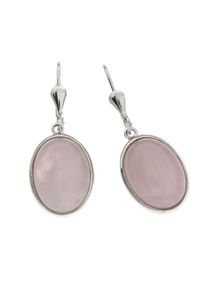 ZEEme Gemstones Ohrringe Silber 925 rhodiniert mit 2x Rosenquarz 16x12mm