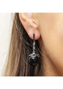ZEEme Gemstones Ohrringe Silber 925 rhodiniert mit 2x Onyx und 76x Markasit