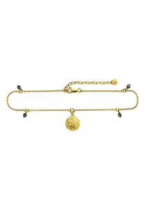 CAI Fu&szlig;kette 925/- Sterling Silber vergoldet Hematit M&uuml;nze