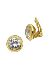 ZEEme Silber Ohrclip Silber 925 vergoldet mit Zirkonia wei&szlig;