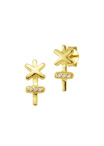 CAI Ohrstecker 925/- Silber vergoldet Zirkonia Kreuz