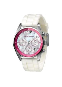 Emporio Armani Herrenuhr Quartz Silber Wei&szlig;