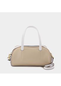 Sanduhr-Tasche aus elfenbeinfarbenem und wei&szlig;em Leder