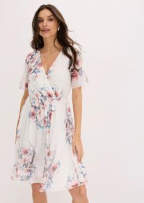 bonprix Minikleid aus Mesh, wei&szlig;, Gr.36/38 (S), Modernes Kleid mit Ausschnitt in Wickeloptik