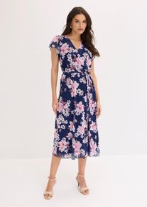 bonprix Midikleid aus Mesh, blau, Gr.32/34 (XS), Modernes Kleid mit Bindeg&uuml;rtel