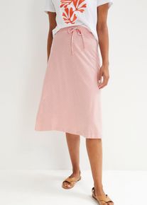 bonprix Jersey-Rock mit Streifen knieumspielend, rosa, Gr.48/50 (XL), Knieumspielender Rock mit asymmetrischen Streifen, 95% Baumwolle (organic)