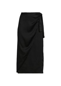 LANDS' END Satin-Wickelrock in Midi-L&auml;nge, Damen,  Schwarz, Polyester, by Lands' End
