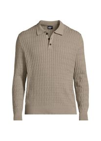 LANDS' END Zopfstrick-Pullover mit Polokragen, Herren,  Sonstige, Baumwolle, by Lands' End