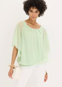 bonprix Chiffonbluse mit Untertop, gr&uuml;n, Gr.54, festliche Chiffonbluse mit Fledermaus&auml;rmeln und elastischem Bund