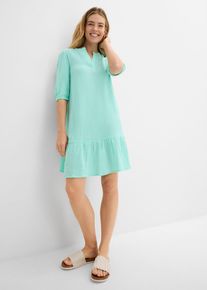 bonprix Kleid aus Musselin, gr&uuml;n, Gr.52, Musselin-Kleid mit Volant und Puff&auml;rmeln, aus Musselin