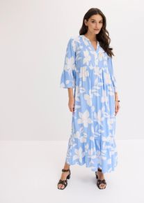 bonprix Maxikleid, blau, Gr.46, sommerliches Maxikleid aus flie&szlig;ender Viskose mit V-Ausschnitt, aus Viskose