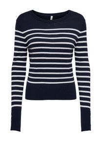 Only sheego Gro&szlig;e Gr&ouml;&szlig;en Strickpullover, navy blazer stripes:bright white/gold button, Gr&ouml;&szlig;e L - Damen