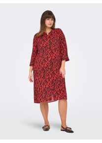 Only sheego Gro&szlig;e Gr&ouml;&szlig;en Blusenkleid, poppy red aop:upscaled leo, Gr&ouml;&szlig;e 44 - Damen