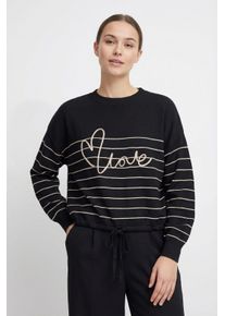 Only sheego Gro&szlig;e Gr&ouml;&szlig;en Rundhalspullover, black detail:whitecap gray mel stripe/love, Gr&ouml;&szlig;e M - Damen