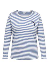 Only sheego Gro&szlig;e Gr&ouml;&szlig;en Langarmshirt, riviera stripes:cloud dancer/ emb. bow, Gr&ouml;&szlig;e M - Damen