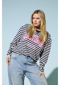 Only sheego Gro&szlig;e Gr&ouml;&szlig;en Langarmshirt, navy blazer stripes:cloud dancer, Gr&ouml;&szlig;e L - Damen