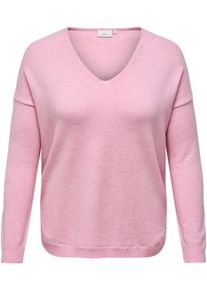Only sheego Gro&szlig;e Gr&ouml;&szlig;en V-Ausschnitt-Pullover, light pink detail:melange, Gr&ouml;&szlig;e L - Damen