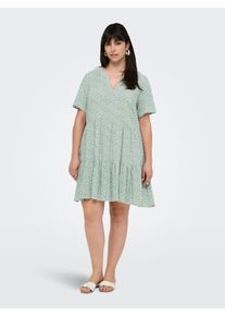Only sheego Gro&szlig;e Gr&ouml;&szlig;en Minikleid, chinois green aop:white leafs, Gr&ouml;&szlig;e 52 - Damen