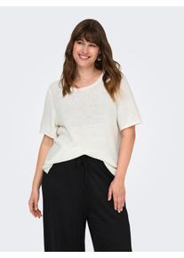 Only sheego Gro&szlig;e Gr&ouml;&szlig;en Kurzarmpullover, cloud dancer, Gr&ouml;&szlig;e L - Damen