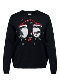 Only sheego Gro&szlig;e Gr&ouml;&szlig;en Weihnachtspullover, black detail:penguin, Gr&ouml;&szlig;e L - Damen
