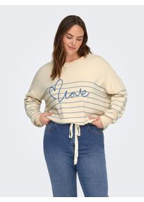 Only sheego Gro&szlig;e Gr&ouml;&szlig;en Rundhalspullover, birch detail:riviera stripe/text, Gr&ouml;&szlig;e XL - Damen