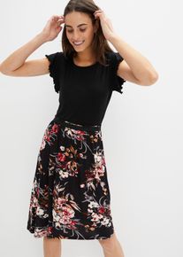 bonprix Jerseykleid aus Viskose-Mix, schwarz, Gr.48/50 (XL), Modernes Kleid mit sch&ouml;nem Druck, aus Viskose