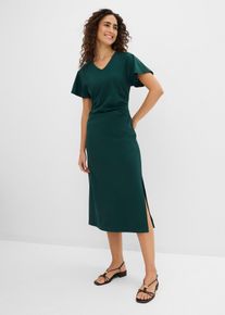 bonprix Jerseykleid aus Baumwolle, gr&uuml;n, Gr.40/42 (M), Modernes Kleid mit weiten &Auml;rmeln und Schlitz, 100% Baumwolle