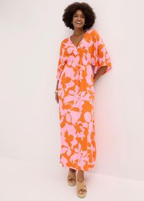 bonprix Maxikleid aus flie&szlig;ender Viskose, lila, Gr.54, floral bedrucktes Maxikleid aus flie&szlig;ender Viskose mit weit geschnittenen &Auml;rmeln und Bindeband vorne in der Taille, aus Satin