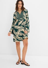 bonprix Tunika-Kleid aus flie&szlig;endem Viskose-Mix, gr&uuml;n, Gr.46, sommerliches Tunika-Kleid aus flie&szlig;endem Viskose-Mix mit Stickerei am Ausschnitt vorne, aus Viskose
