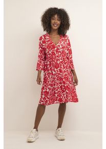Kaffe Kleid A-shape white red