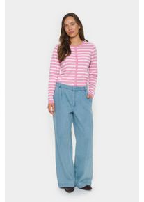 Saint Tropez Strickjacke Gerade Passform pink white