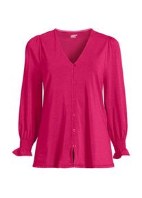 LANDS' END Jerseybluse mit gerafften 3/4-&Auml;rmeln, Damen,  Rot, Elasthan/Baumwoll-Mischung/Baumwolle Modal, by Lands' End