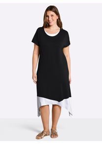 sheego Gro&szlig;e Gr&ouml;&szlig;en A-Linien-Kleid in 2-in-1-Optik, schwarz-wei&szlig;, Gr&ouml;&szlig;e 50 - Damen