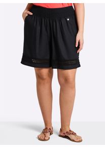 sheego Gro&szlig;e Gr&ouml;&szlig;en Shorts mit Lochspitze am Saum, schwarz, Gr&ouml;&szlig;e 50 - Damen