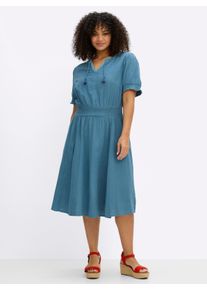 sheego Gro&szlig;e Gr&ouml;&szlig;en Tunikakleid mit V-Ausschnitt und Bindeb&auml;ndern, topas-ozean, Gr&ouml;&szlig;e 48 - Damen