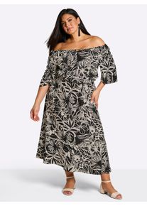 sheego Gro&szlig;e Gr&ouml;&szlig;en Maxikleid mit floralem Alloverdruck, schwarz-sand-bedruckt, Gr&ouml;&szlig;e 46 - Damen