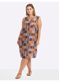 sheego Gro&szlig;e Gr&ouml;&szlig;en Druckkleid aus reiner Viskose, khaki-rotbraun-gemustert, Gr&ouml;&szlig;e 52 - Damen