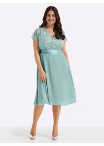 sheego Gro&szlig;e Gr&ouml;&szlig;en Cocktailkleid mit kunstvollem Spitzeneinsatz, kalkmint, Gr&ouml;&szlig;e 44 - Damen