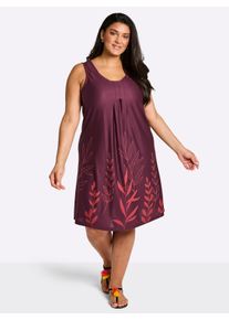 sheego Gro&szlig;e Gr&ouml;&szlig;en A-Linien-Kleid mit Bl&auml;tterprint am Saum, burgund-hummer-bedruckt, Gr&ouml;&szlig;e 54 - Damen