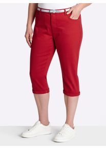 sheego Gro&szlig;e Gr&ouml;&szlig;en Caprijeans inklusive G&uuml;rtel, rot, Gr&ouml;&szlig;e 48 - Damen